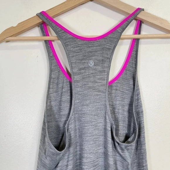 Lululemon  Pink Neon Round Neck Gray Active Tank Top - Picture 5 of 7